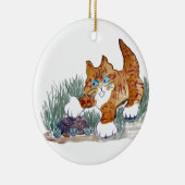 Bruine Tiger Kitten en schildpad Keramisch Ornament (Rechts)