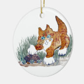 Bruine Tiger Kitten en schildpad Keramisch Ornament (Links)