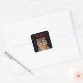 Bruine tijgerstrepes zwarte kookplaat vierkante sticker (Envelop)