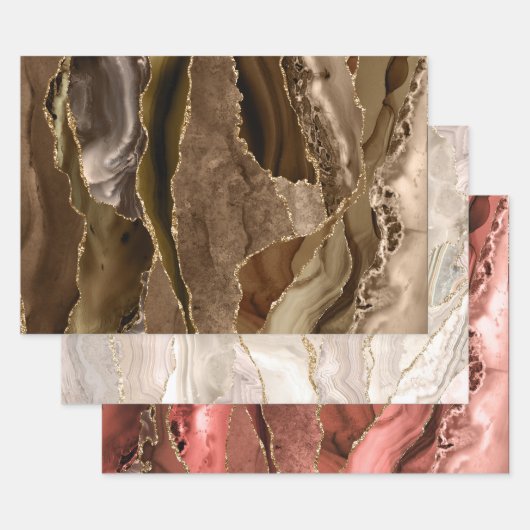 Bruine tinten agaat inpakpapier vellen (Set)