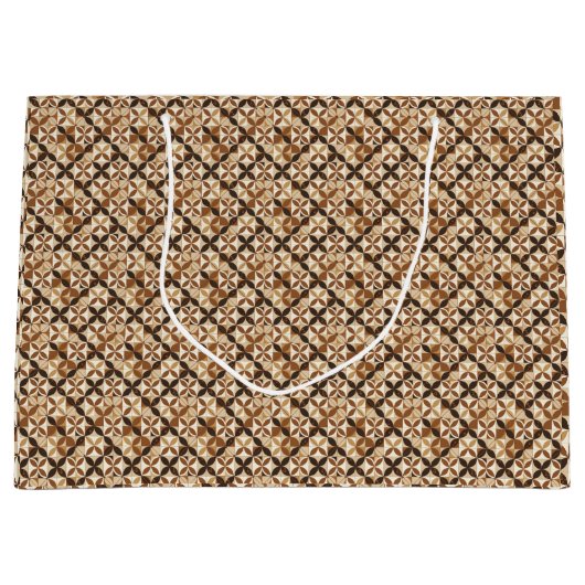 Bruine tinten geometrisch patroon groot cadeauzakje (Voorkant)
