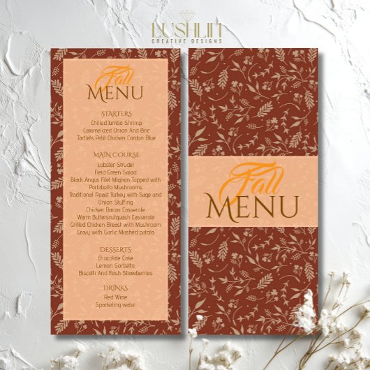 Bruine tinten Herfst Herfstbladeren Plat Menu