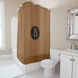 Bruine tinten houten planken Monogram Douchegordijn