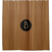 Bruine tinten houten planken Monogram Douchegordijn (Voorkant)