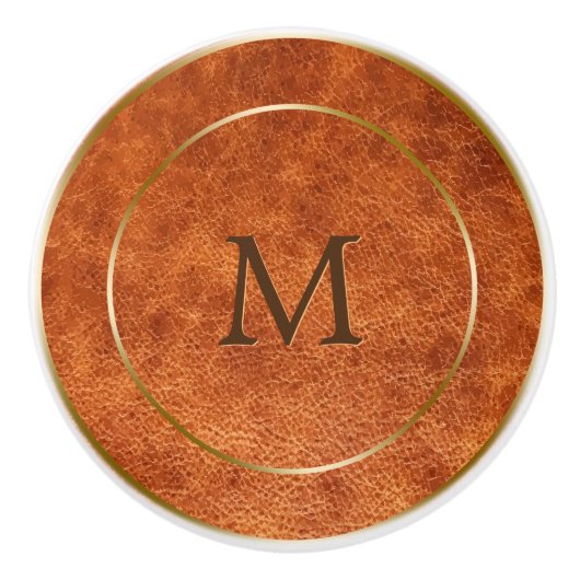 Bruine tinten  kunstleder keramische knop (Voorkant)