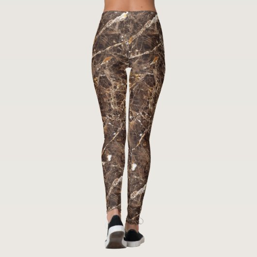 Bruine tinten marmer en wit leggings (Achterkant)