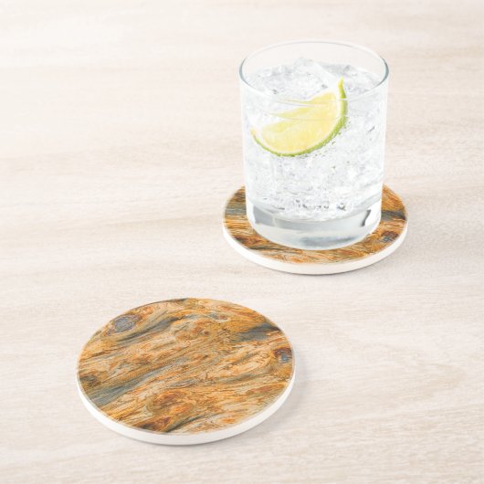 Bruine tinten natuurlijke boom schors patroon text zandsteen onderzetter (Zijkant)