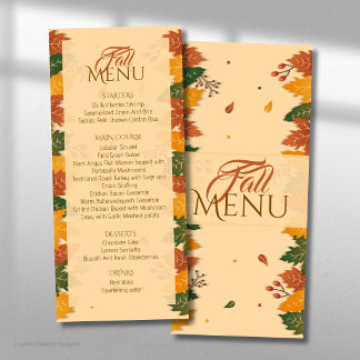 Bruine tinten van Herfst Herfstbladeren Plat Menu