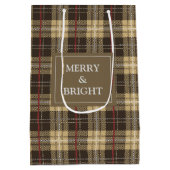 Bruine tonnen tartan-gele tekst medium cadeauzakje (Achterkant)