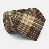Bruine tonnen tartan-patroon stropdas (Opgerold)