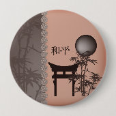 Bruine Torii bamboeperzik Ronde Button 4,0 Cm (Voorkant)