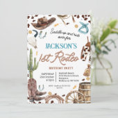 Bruine touw tekst Eerste rodeo 1e verjaardag Kaart (Staand voorkant)