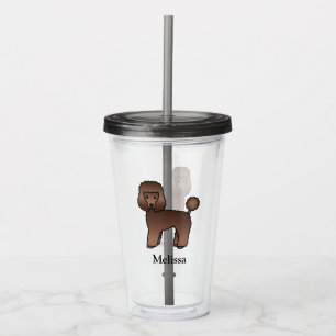 Bruine Toy Poodle Schattige Cartoon Hond & Naam Acryl Drinkbeker