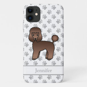 Bruine Toy Poodle Schattige Cartoon Hond & Naam Case-Mate iPhone Case