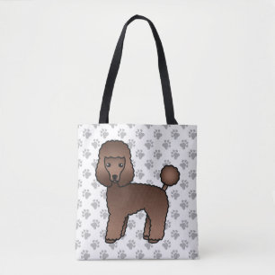 Bruine Toy Poodle Schattige Cartoon Hond Tote Bag