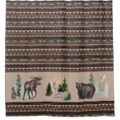 Bruine Tribal Waterverf Woodland Animal Forest Douchegordijn (Voorkant)