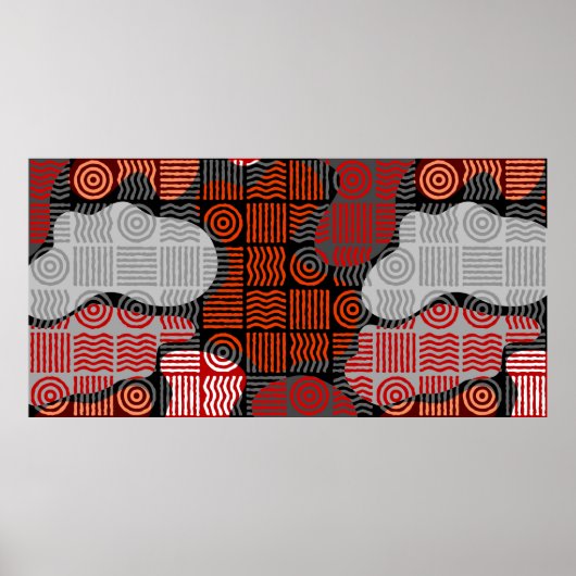 Bruine tribale geometrische achtergrond in blok pa poster (Voorkant)