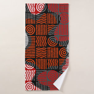 Bruine tribale geometrische achtergrond in blokpat badhanddoek