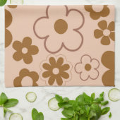 Bruine tropische bloemen botanische lente zomer theedoek (Gevouwen)