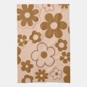 Bruine tropische bloemen botanische lente zomer theedoek (Verticaal)