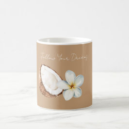 Bruine Tropische Kokos Plumeria Bloem   Koffiemok