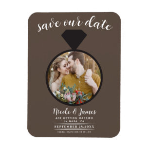 Bruine Trouwring Foto Save the Date Magneet