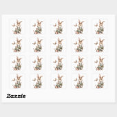 Bruine Tuin Bunny in Overalls Vierkante Sticker (Vel)