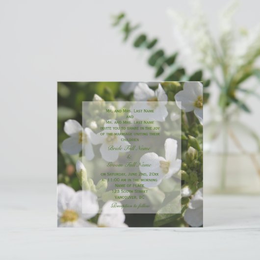 bruine tuinbloemen bruiloft kaart (Staand voorkant)