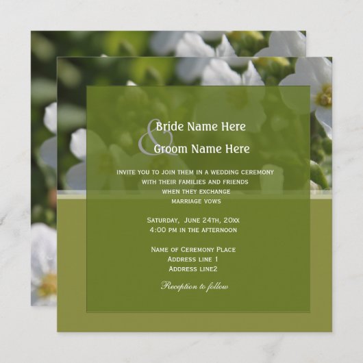 bruine tuinbloemen bruiloft kaart (Voorkant / Achterkant)