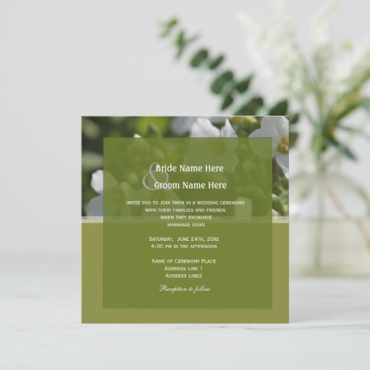 bruine tuinbloemen bruiloft kaart (Staand voorkant)