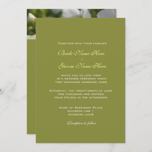 bruine tuinbloemen bruiloft kaart (Voorkant / Achterkant)