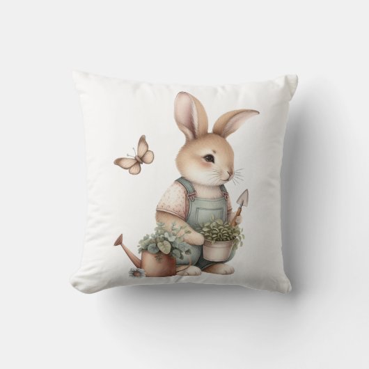 Bruine Tuinkabouter in Overall Kussen (Voorkant)