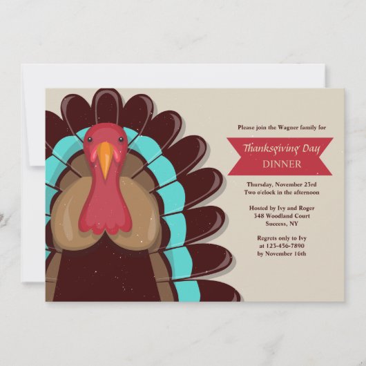 Bruine Turkse Thanksgiving Uitnodiging (Voorkant)