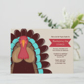 Bruine Turkse Thanksgiving Uitnodiging (Staand voorkant)