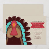 Bruine Turkse Thanksgiving Uitnodiging (Voorkant / Achterkant)