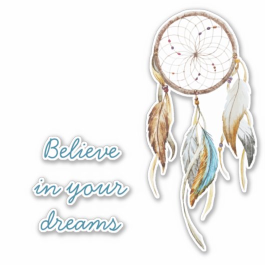 Bruine Turquoise Dream Catcher Sticker (Voorkant)