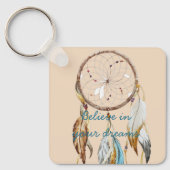 Bruine Turquoise Dream catcher waterverf Sleutelhanger (Voorkant)