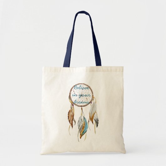 Bruine Turquoise Dream catcher waterverf Tote Bag (Voorkant)