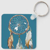 Bruine Turquoise Droomvanger aquarel  Sleutelhanger (Achterkant)