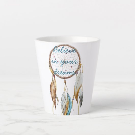 Bruine Turquoise Droomvanger Latte Mok (Voorkant)