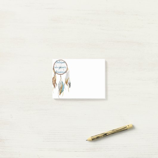 Bruine Turquoise Droomvanger Post-it® Notes (Op bureau)