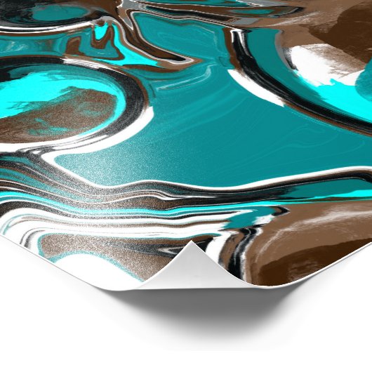 Bruine, turquoise en zwart marmeren baan foto afdruk (Hoek)