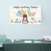 Bruine Tuxedo Cockapoo Cavapoo Hond Verjaardagsfee Spandoek (Beurs)