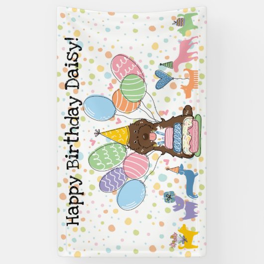 Bruine Tuxedo Cockapoo Cavapoo Hond Verjaardagsfee Spandoek (Verticaal)