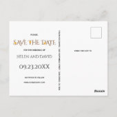 Bruine typografie, rozen vallen bruiloft Save the Briefkaart (Achterkant)