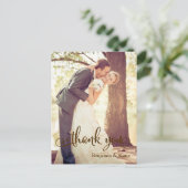 Bruine Typografie Trouwen Dank u Briefkaart (Staand voorkant)