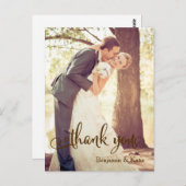 Bruine Typografie Trouwen Dank u Briefkaart (Voorkant / Achterkant)
