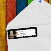  bruine uil blauw Ketting maansterren Etiket