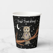 Bruine Uil Eyes Crystal Ketting Moon Stars Papieren Bekers (Achterkant)