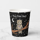 Bruine Uil Eyes Crystal Ketting Moon Stars Papieren Bekers (Voorkant)